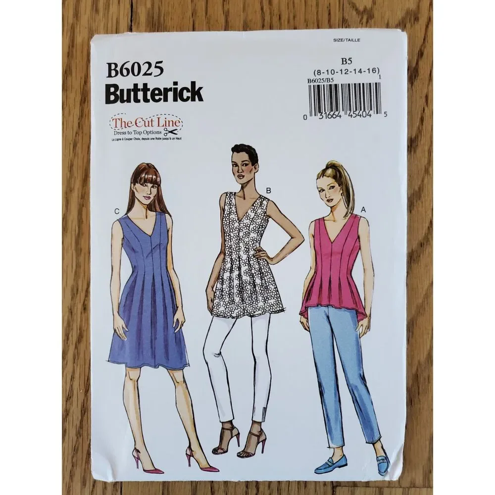 Butterick B6025 B5 Pattern Womens 8-16 Tank Top/Sleeveless Dress New Uncut